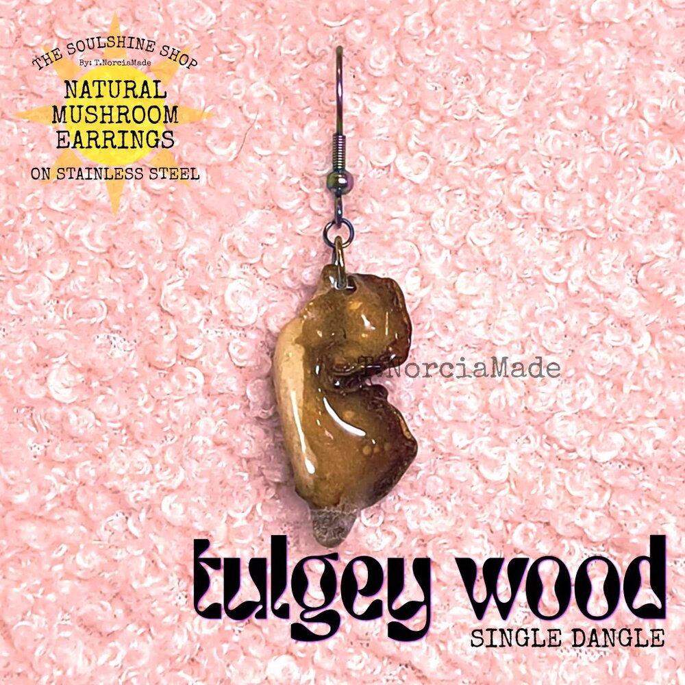 Tulgey Wood Natural Mushroom Single Dangle Earring